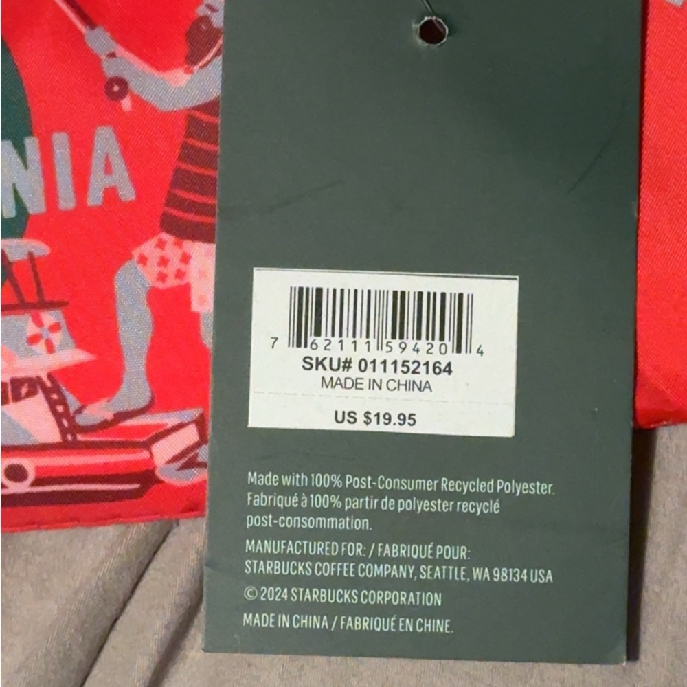Starbucks Red Tote with Green California Graphic - Picture 2 of 2